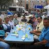 A picnic in the courtyard of the Center